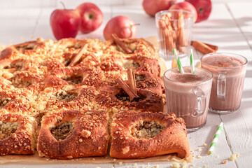 Sweet apple yeast cake as traditional dessert.