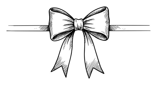 ribbon bow decorative outline sketch illustration