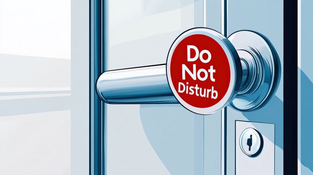Stylish door handle with do not disturb sign featuring a bold red circular design