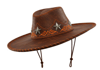 Sertanejo Leather Hat with Embroidered Stars and Traditional Design