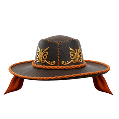 Traditional Sertanejo Leather Hat with Feather and Ornate Details