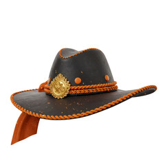 Traditional Sertanejo Leather Hat with Feather and Ornate Details