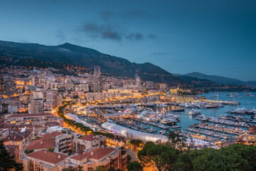Monte Carlo Harbor at Dusk in Monaco