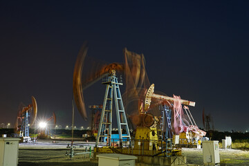 Oil pump in the evening