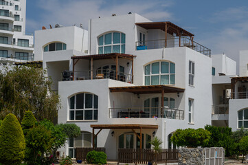 White Seaside Townhouses in Cyprus Residential Complex