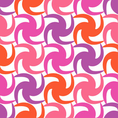 Abstract geometric print with swirl elements. Seamless vector colorful pattern