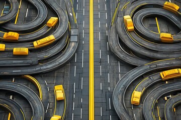 Abstract Cityscape A Complex Network of Roads and Yellow Taxis