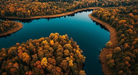 a lake surrounded by trees in the middle of a forest