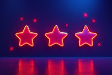 Three Neon Stars  A Visual Representation of Customer Feedback and Product Improvement