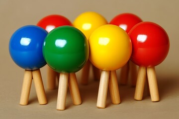 Colorful Wooden Maracas A Vibrant Collection of Musical Instruments