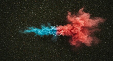 a red and blue cloud of smoke