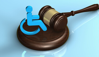 Wheelchair Icon And Judge Gavel Disability Law Concept