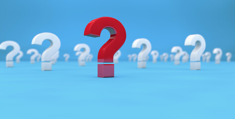 Red Question Mark Icon Leading Among Others Questions Sign On Background Customer Faqs Concept