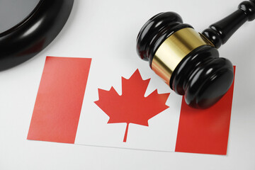 Canada Laws And Legal System Concept With Canadian Flag And Judge Gavel 