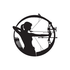 silhouette of a person shooting archery, customizable vector image