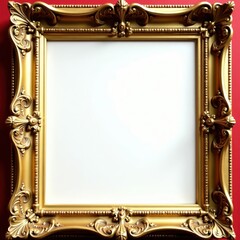 Intricate gold frame with swirling scrollwork, ornate details , rococo, detail