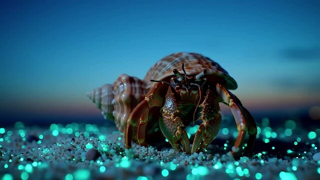 hermit crab bioluminescent beach night