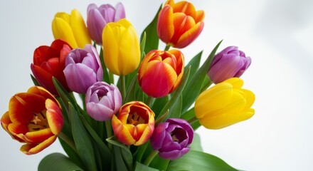 Radiant Tulip Symphony: A Bouquet Bursting with Vivid Colors and Delicate Forms