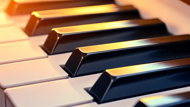 Piano Keys Close-Up: A detailed shot of a piano keyboard, with keys in sharp focus, capturing the elegance and musicality of the instrument.