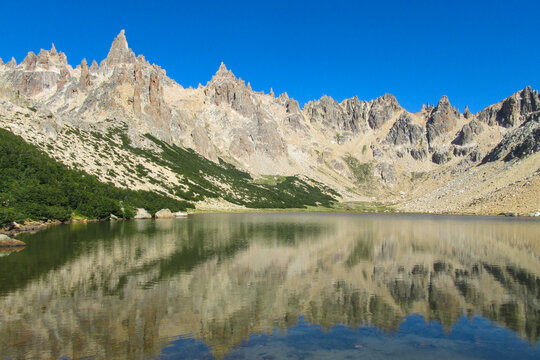 Mountains in San Carlos de Bariloche, Nahuel Huapi National Park,&nbsp;Patagonia,&nbsp;Argentina. Trekking, hiking, climbing in the Andes. Beautiful landscape of Argentina mountain Cerro Cathedral in Bariloche
