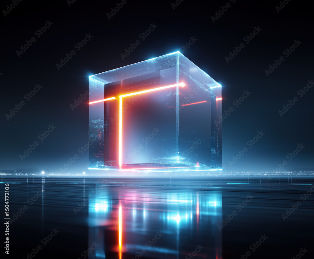 Wall mural digital cube created with generative ai technology, ai, generative