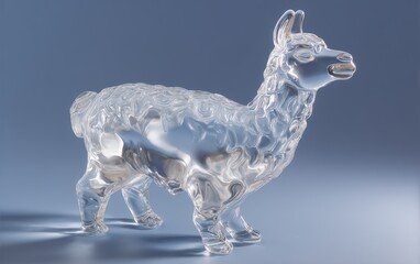 Clear glass sculpture of a llama.