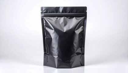 Sleek, glossy black poly mailer bag with smooth surface that reflects light beautifully, perfect for packaging and shipping items securely and stylishly