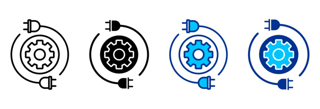 Gear Icon Set Multiple Style Vector Illustration