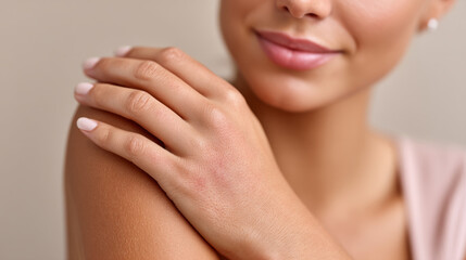 Post sunburn skin care with visible redness on forearm