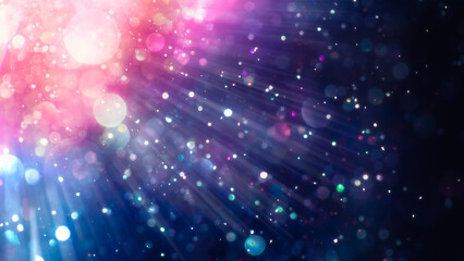 Sparkling glitter dust creating a mystical vibrant pink, purple, and blue bokeh of lights. Dreamy or magical shimmering particles softly glowing. Ethereal galaxy or nebula like abstract background. © Leigh Prather