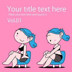 可愛い女性のちびキャラの美容などのポーズのベクター画像