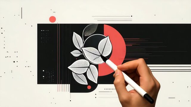 Creating elegant floral designs digital workspace graphic art modern studio close-up creative design process