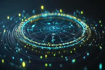 Futuristic Circular HUD Interface with Glowing Particles