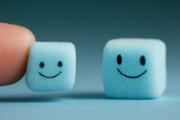 Happy Cubes: Fingertip Holding Miniature Smiling Block