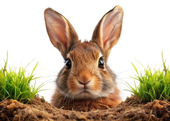 Fototapeta premium Easter Bunny Silhouette Burrow - Cheerful Eyes