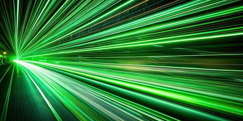 Obraz premium Fast Moving Green Light Stripes - Long Exposure Abstract