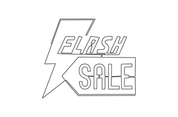 Continuous one line drawing of Flash Sale Shopping Poster. Single line drawing illustration of Flash sale icon. Digital marketing concept vector art. Doodle line illustration.