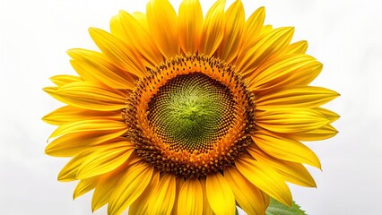 Fototapeta premium A vibrant, detailed close-up of a single sunflower on a white background.