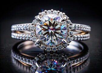 Fototapeta premium Luxurious Diamond Moissanite Ring Set - Elegant Wedding Jewelry