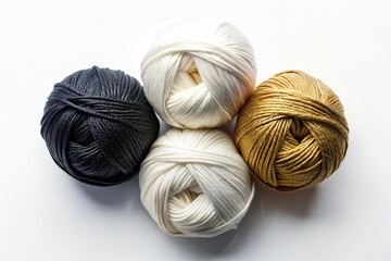 Luxurious Monochrome Yarn, Flat Lay, Gold Reflections