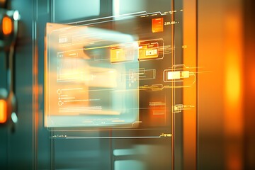 Futuristic Data Transfer: Holographic Interface in a Secure Server Room