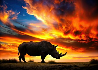 Fototapeta premium Majestic Rhino Silhouette Sunset
