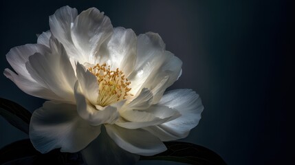 Close-up of a radiant white peony.