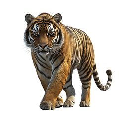 Obraz premium Beautiful bengal tiger standing and looking forward wildlife animal feline isolated on transparent background 
