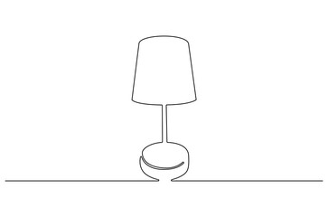 Continuous one line drawing of Sleeping desk lamp. Single line drawing illustration of Table Lamp. Home Lighting concept vector art. Doodle line illustration.