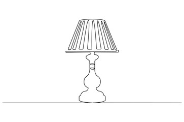 Continuous one line drawing of Sleeping desk lamp. Single line drawing illustration of Table Lamp. Home Lighting concept vector art. Doodle line illustration.