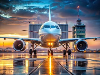 Fototapeta premium Moscow Airport Widebody Taxiing - Aerial Photography