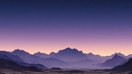 Fototapeta premium Vast mountain range at twilight under a starlit sky.