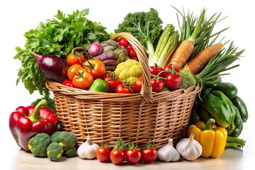 Organic Farm Vegetables in Basket - AI Photorealistic