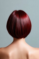 Fototapeta premium A woman with red hair has a short haircut